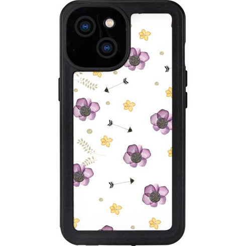 Flowers and Arrows iPhone 15 Waterproof Case